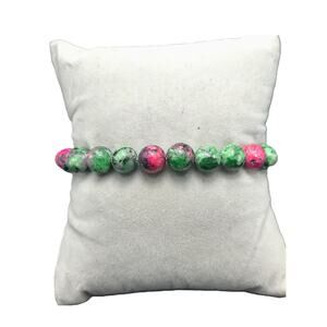 Ruby Zoisite Beaded Gemstone Bracelet Artisan Stretch Stackable Green Pink NEW